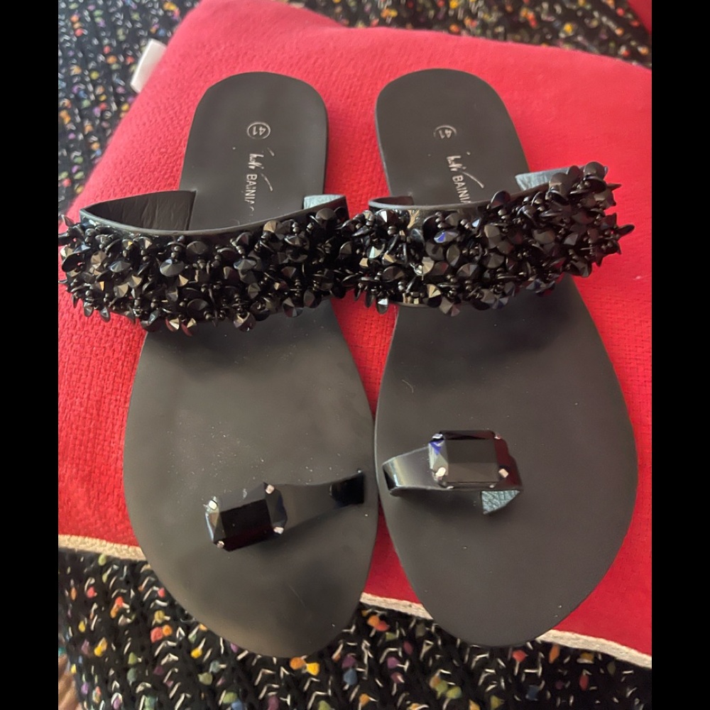 Beautiful black embellished jelly sandals